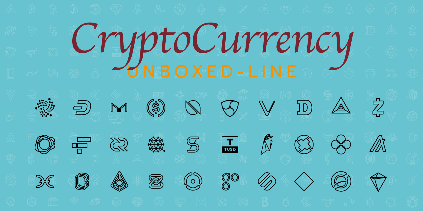 Пример шрифта Cryptocurrency Unboxed Line